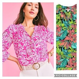 LILY PULITZER XS silk elsa blouse skip on it blouse